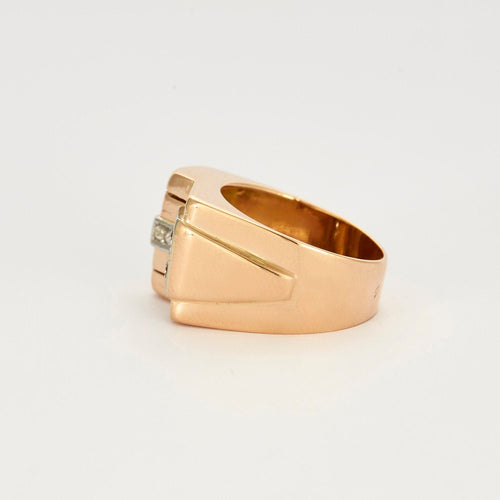 Bague 58 Bague Tank or jaune platine et diamants 58 Facettes