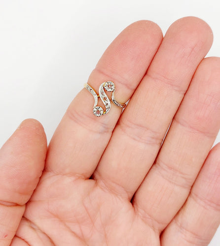 Bague 53 Bague toi et moi antique en or 18k et diamants taille roses 58 Facettes A06396