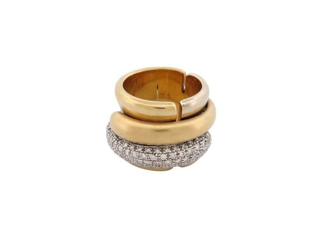 Bague 55 bague POMELLATO tubulaire large t55 or jaune blanc 18k 34gr diamants 0.9ct 58 Facettes 267204
