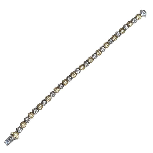 Bracelet Bracelet - Bracelet en or blanc et jaune 18 carats et diamants 58 Facettes P11