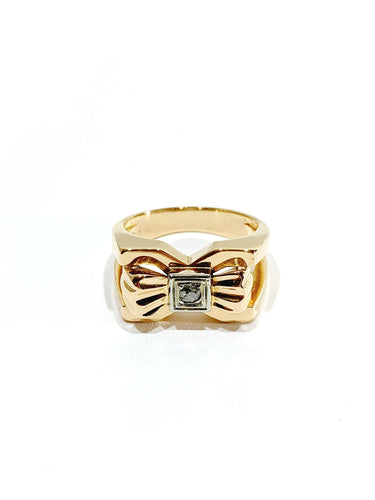 Bague 52.5 Bague nœud papillon en or rose et diamant 58 Facettes