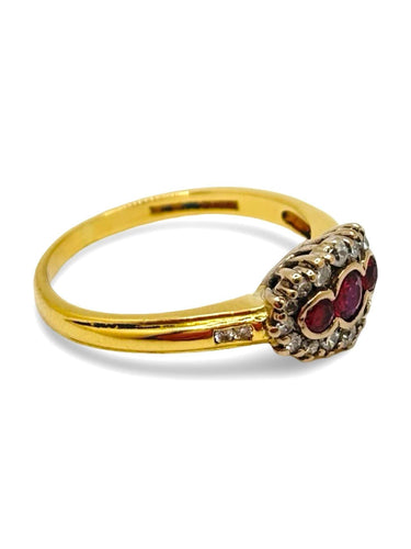 Bague 58 Bague or jaune rubis 0,25 ct et diamants 0,25 ct 58 Facettes