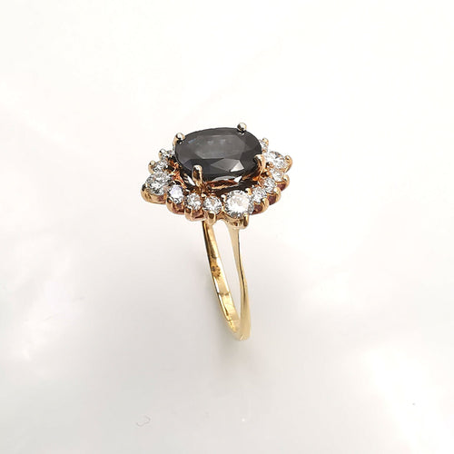 Bague 55 Bague Marguerite Or jaune Saphir et Diamants 58 Facettes