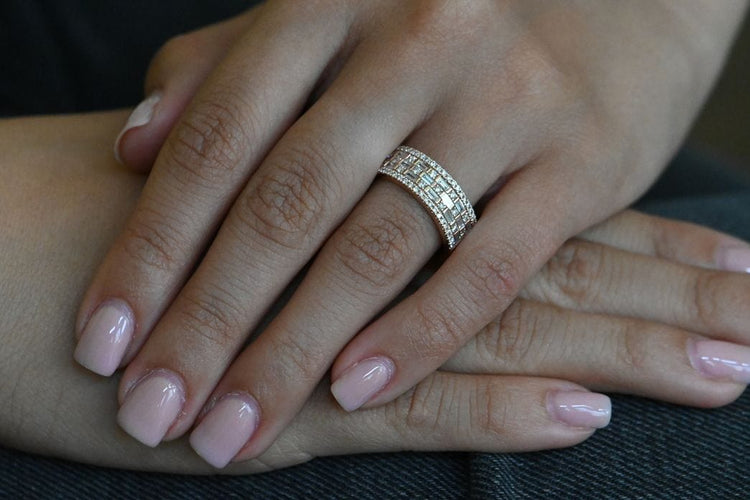 Bague 55 Bague En Or Rose Sertie De Diamants Certifiés G-VSI De 1,1 Carat 58 Facettes