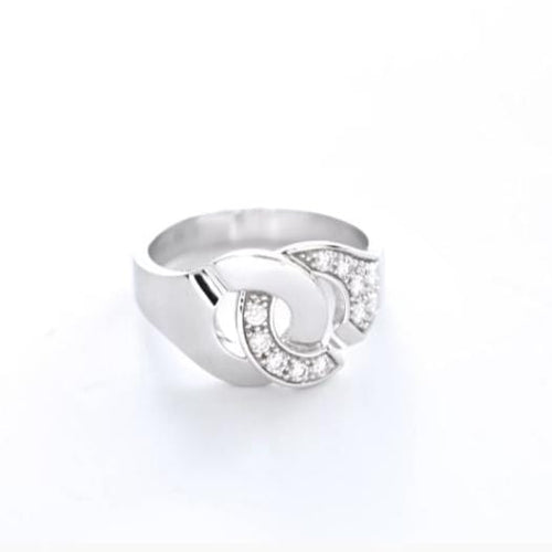 Bague 58 DINH VAN - Bague Menottes R12 or blanc et diamants 58 Facettes 62555