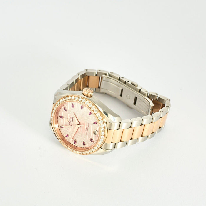 Montre OMEGA - Seamaster Aqua Terra - Montre de dame, or rose, rubis et diamants 58 Facettes 240642