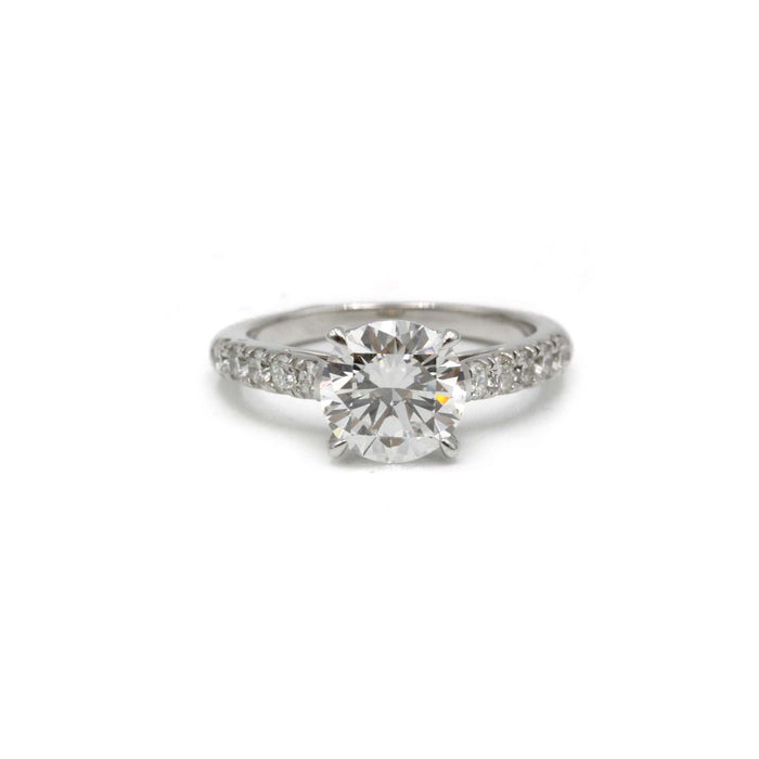 Bague 48 Solitaire accompagné or blanc diamants - 1,51 carat D VS1 58 Facettes 240329R