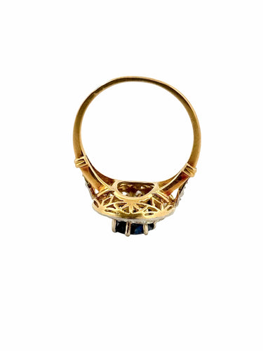Bague 54 Bague ancienne en or 18 carats saphir et diamants 58 Facettes