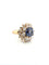 Bague 56 Anello en or jaune 18 kt avec saphir et diamants 58 Facettes