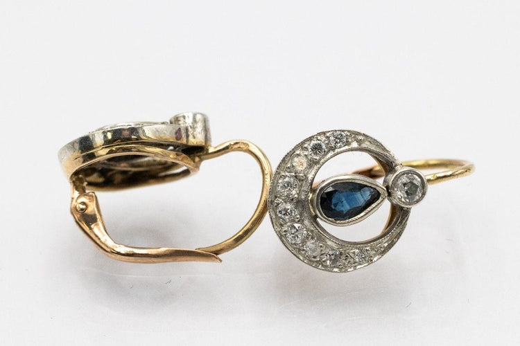 Boucles d'oreilles Boucles d'oreilles pendantes uniques avec saphirs et diamants 58 Facettes 11282