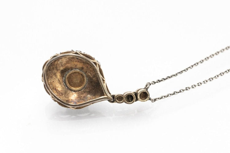 Collier Collier unique en or jaune et argent avec perle et diamants 2,10 ct, 1ère moitié du 19e siècle 58 Facettes 10914