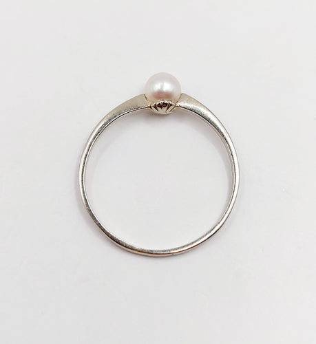 Bague 56.5 Bague Art Déco or blanc ornée d'une perle 58 Facettes A05394