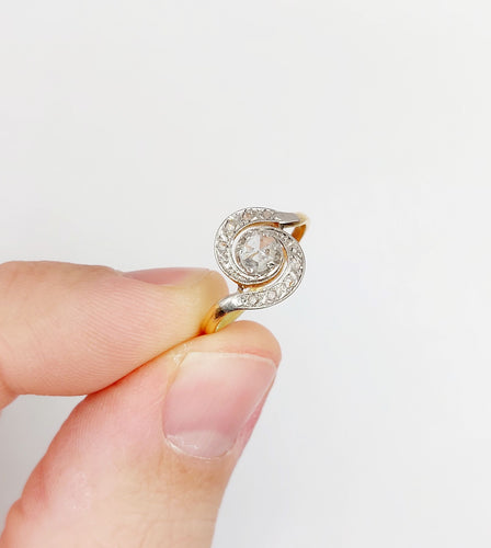 Bague 49 Bague tourbillon antique or diamant taille rose (circa 1900) 58 Facettes A06287