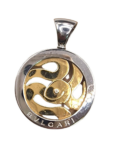 Pendentif BULGARI - Pendentif Or Rose Acier et Diamant 58 Facettes