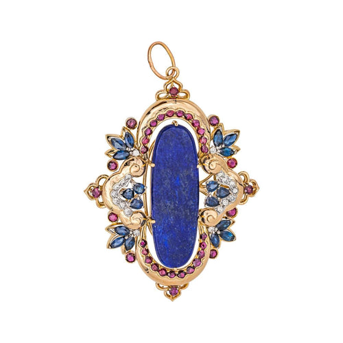 Pendentif Pendentif Or jaune Lapis lazuli, Saphir, Rubis 58 Facettes 3301418RV