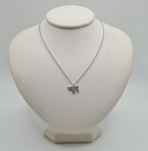 Collier Collier or blanc serti d’un pendentif HAI en diamants 58 Facettes