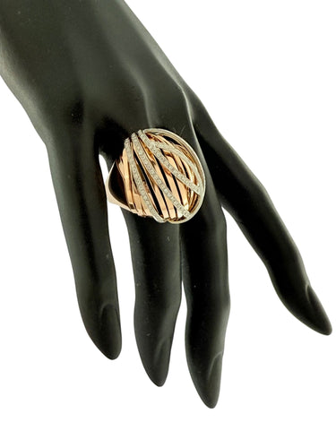Bague 56 Bague dôme italienne or blanc et or rose avec diamants 58 Facettes