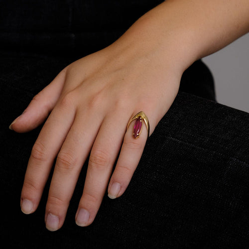 Bague 47.5 Bague Or Jaune & Pierre Rouge 58 Facettes