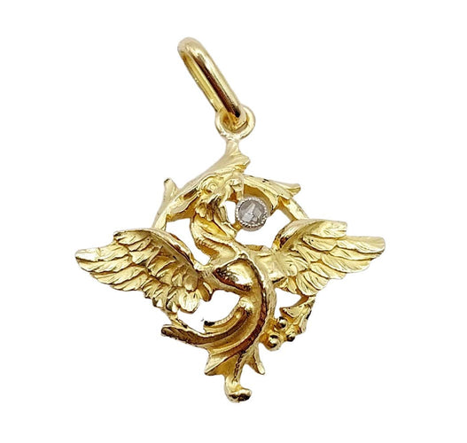 Pendentif Pendentif or jaune chimère ou griffon et diamant taille rose (circa 1900) 58 Facettes A06011