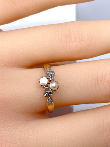 Gullring med perler og diamanter ca. 1900 