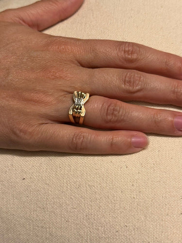 Bague 52.5 Bague nœud papillon en or rose et diamant 58 Facettes