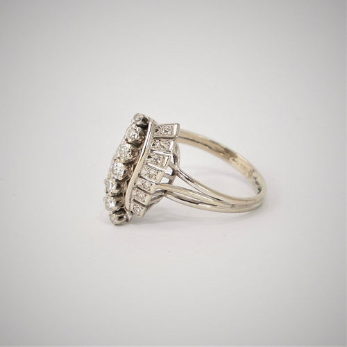 Bague 56 Bague Or Gris Vague de Diamants 58 Facettes LOT 3685