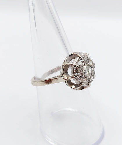 Bague 52 Bague fleur art déco or blanc et platine 58 Facettes A04204