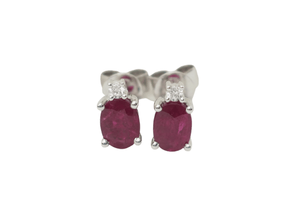 Boucles d'oreilles Puces d'oreilles en or blanc, rubis 2.20cts et diamants 58 Facettes 33180