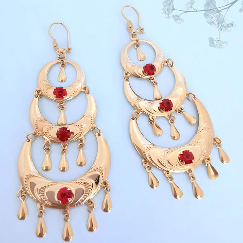 Boucles d'oreilles Boucles d'oreilles orientales pendantes Or jaune 18 K 58 Facettes AA 1742