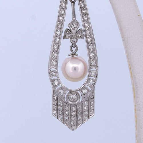 Boucles d'oreilles Orecchini Decò - Boucles d’oreilles perles akoya et diamants en or blanc 18 kt 58 Facettes OR106