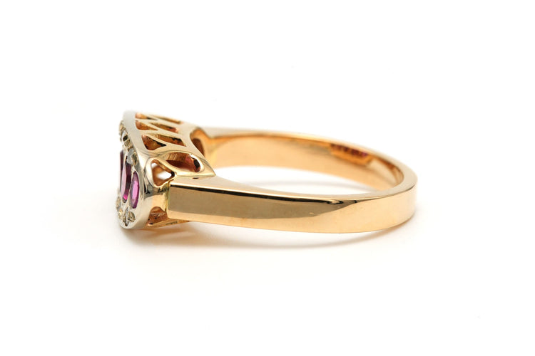 Bague 56 Bague Art Déco or jaune sertie de rubis et de diamants 58 Facettes 22751