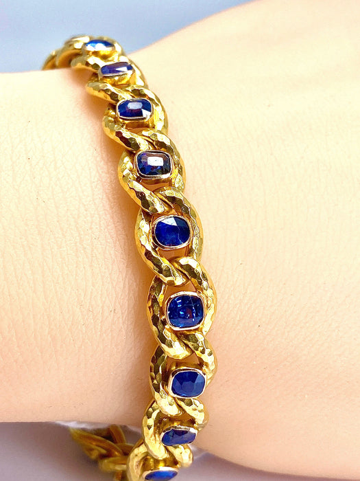 Bracelet Bracelet en or jaune orné de 20 saphirs de Ceylan 58 Facettes AB425