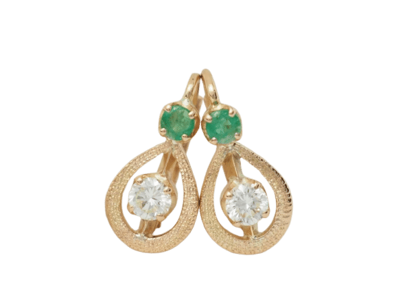 Boucles d'oreilles Boucles d'oreilles en or jaune, émeraudes et diamants 58 Facettes 33325