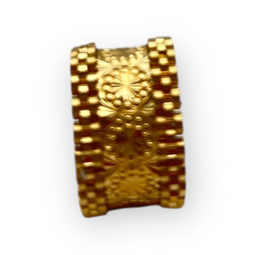 Bague 53 Bague or jaune anneau large à motif réglable 58 Facettes 149061006