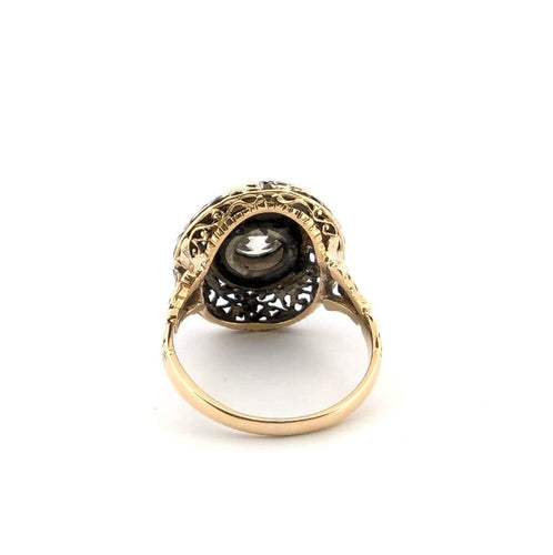 Bague 57 Bague ancienne en or jaune et argent avec diamant 58 Facettes