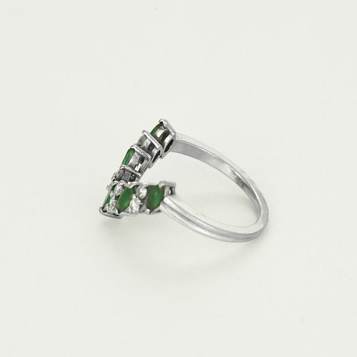 Bague 49,5 Bague aigrette en or blanc, émeraudes et diamants 58 Facettes ALB1856X3