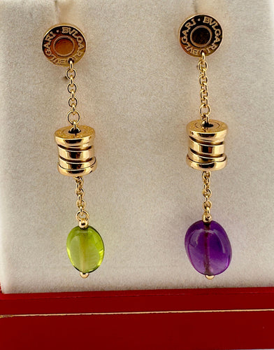Boucles d'oreilles BULGARI - Boucles d’oreilles B.zero1 or jaune, améthyste, péridot 58 Facettes