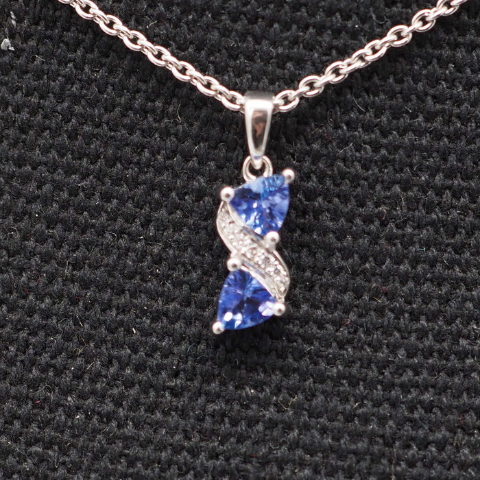 Pendentif Pendentif or blanc tanzanite diamants 58 Facettes