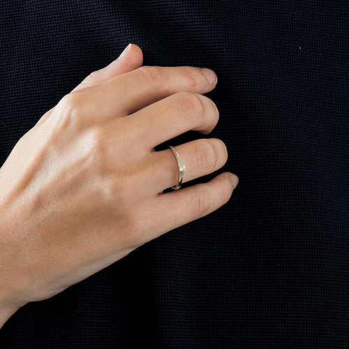 Bague 54 Solitaire or blanc diamant 58 Facettes 3121051