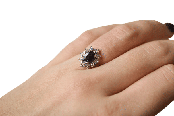 Bague 49 Bague Marguerite Or blanc Saphir 58 Facettes 3662