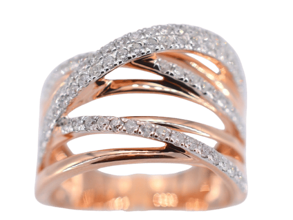 Bague 54 Bague en or rose sertie de diamants taille brillant 58 Facettes 2182