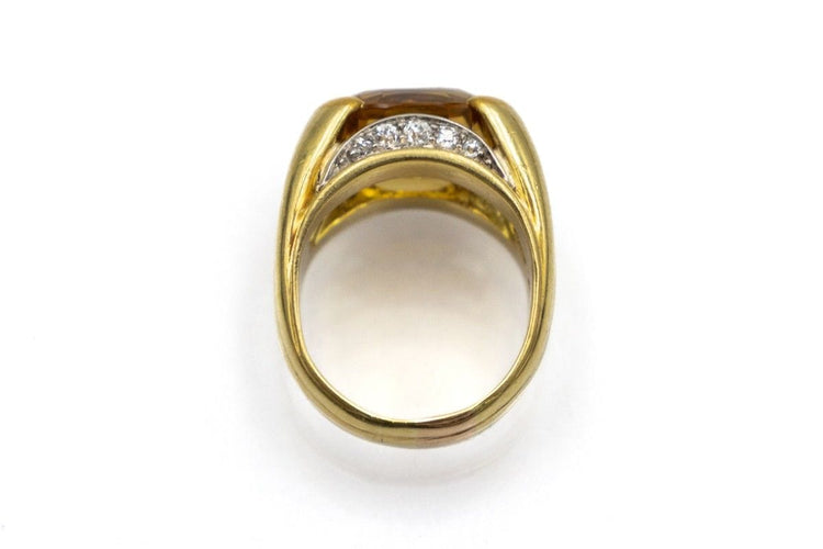 Bague 52 W.A. Bolin - Bague chevalière citrine et diamants en or jaune 18k 58 Facettes 11789