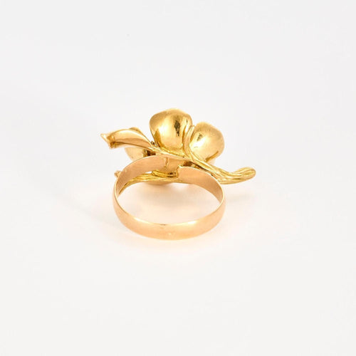 Flower ring enamel diamonds
