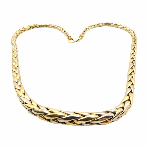 Collier Collier maille palmier en chute or deux tons 58 Facettes