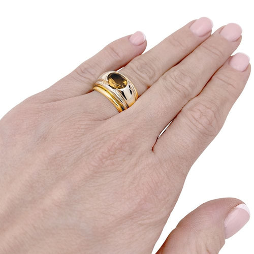 Bague 49 Bague Boucheron, "Roxane" deux tons d'or et citrine. 58 Facettes 35236