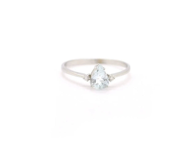 Bague Bague en or blanc avec une aigue-marine de 0,6 ct et des diamants de 0,02 ct 58 Facettes 13590
