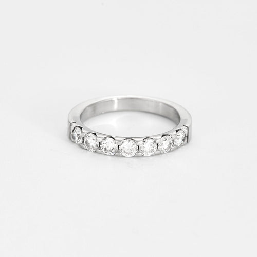 Bague 52 Demi-alliance platine et diamants 58 Facettes GU148