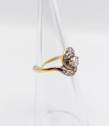 Bague 49 Bague tourbillon antique or 18k diamant taille rose 4 mm (circa 1900) 58 Facettes A06287