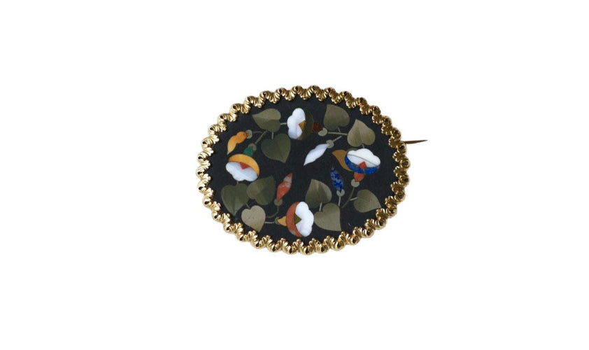 Broche Broche Fleur Pietra Dura or jaune 58 Facettes