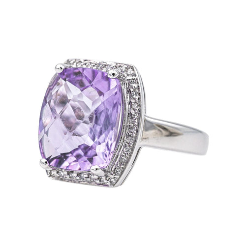 Bague 53 Bague Or blanc Améthyste, Diamant 58 Facettes 3804082CN